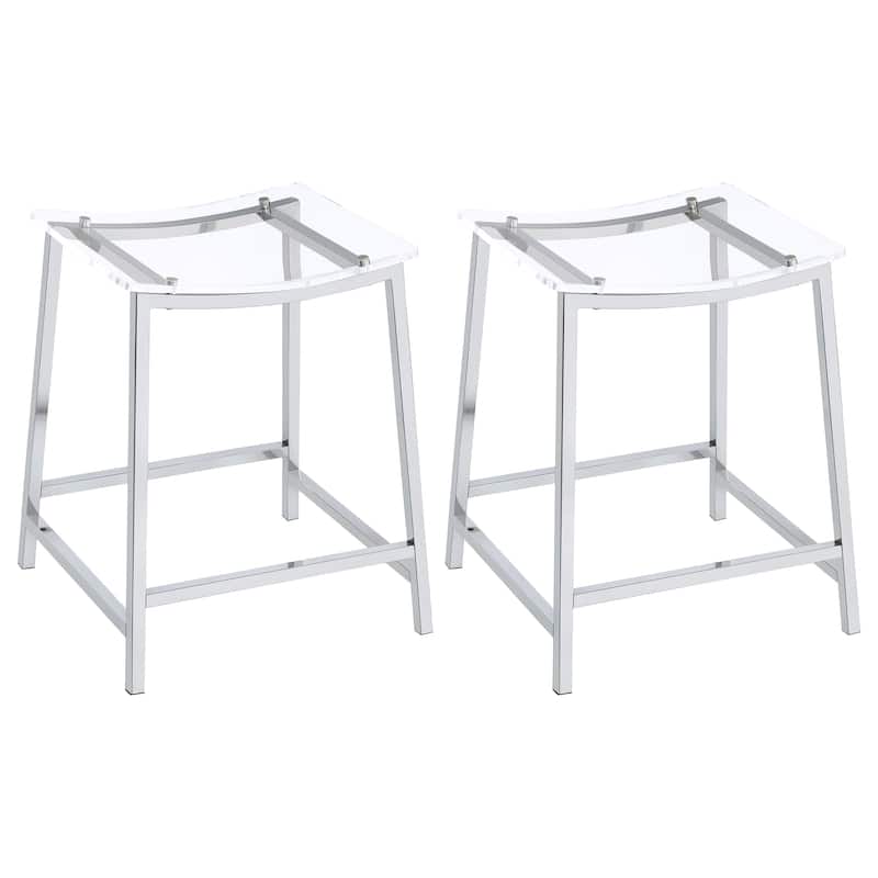 Jovani Acrylic Backless Stool Chrome (Set of 2) - Counter Height