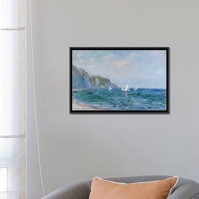 iCanvas "Cliffs and Sailboats at Pourville" by Claude Monet Framed Canvas Print