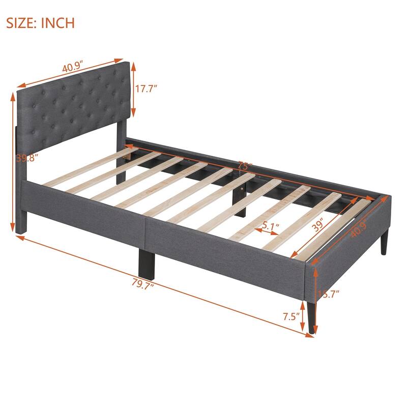 Merax Upholstered Linen Platform Bed, 3 colors