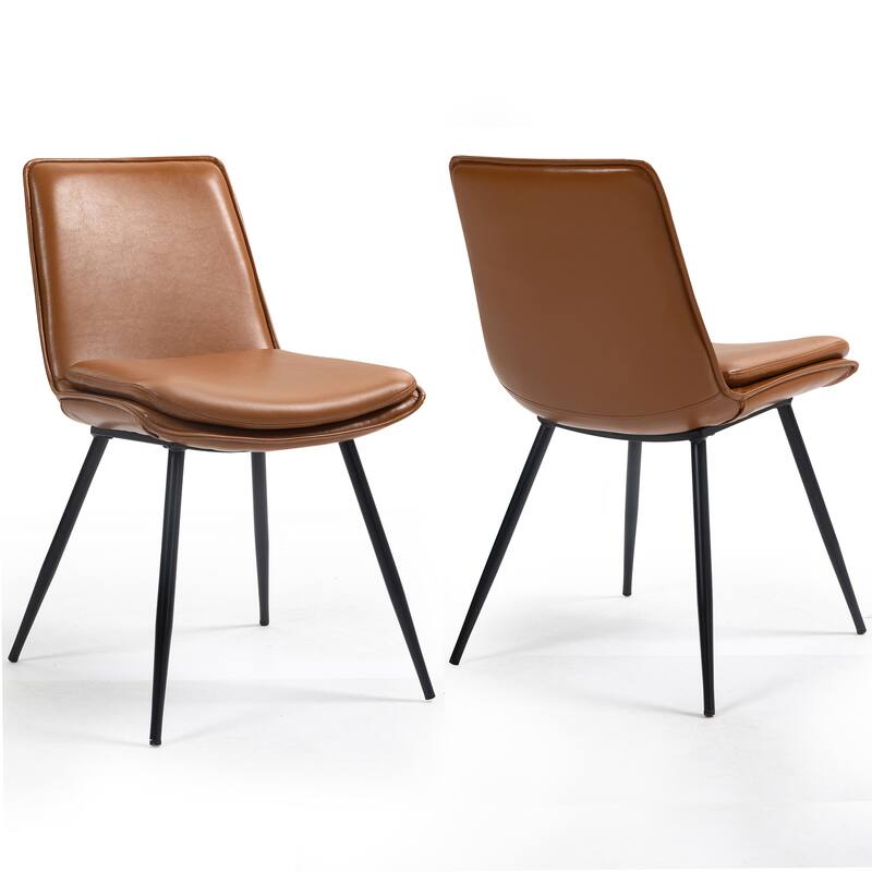 Set of 2 Avalon Cappuccino Faux Leather Dining Chair with Metal Legs
