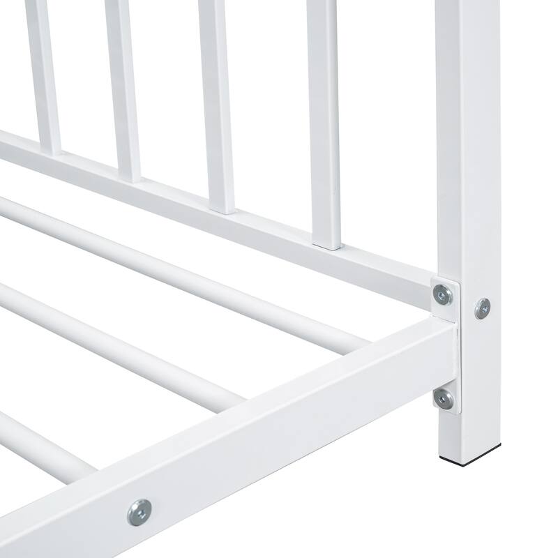 Twin Size Metal House Platform Bed White