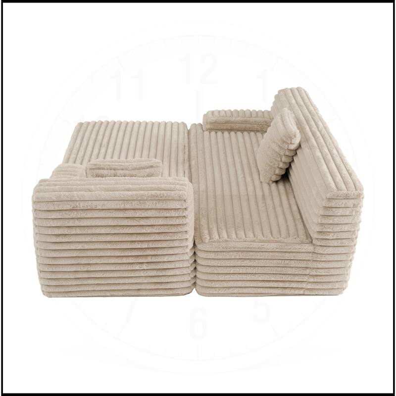 110" Cloud Sectional Sofa Upholstered Free-combined