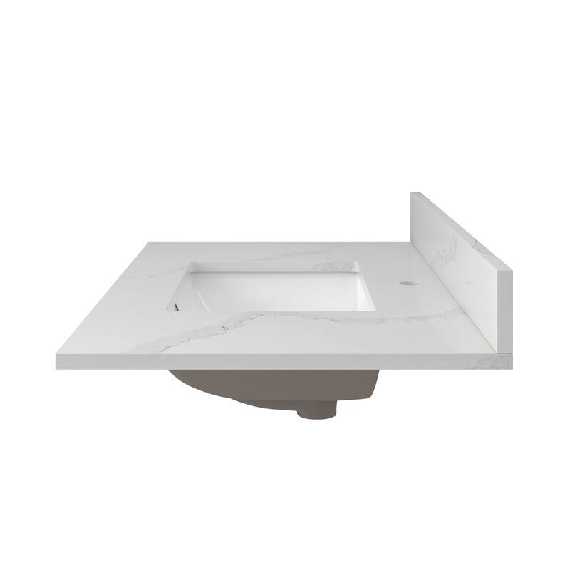 CRAFT + MAIN QZ37221R 37" Quartz Vanity Top with Backsplash and