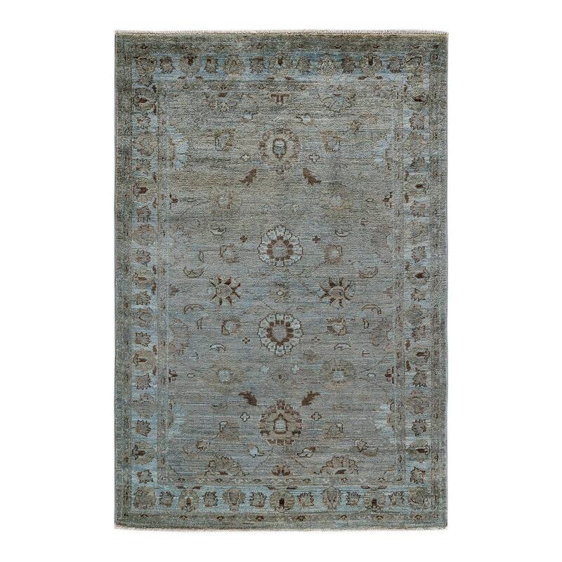 Vibrance, One-of-a-Kind Hand-Knotted Area Rug - Gray, 3' 10" x 5' 10" - 3' 10" x 5' 10"