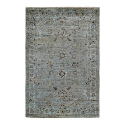 Vibrance, One-of-a-Kind Hand-Knotted Area Rug - Gray, 3' 10" x 5' 10" - 3' 10" x 5' 10"
