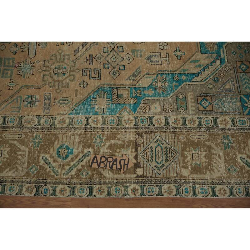 Hand Knotted Oriental 100% Wool Carpet Traditional Medallion Peach Tabriz Area Rug - 12' 3'' X 9' 9''