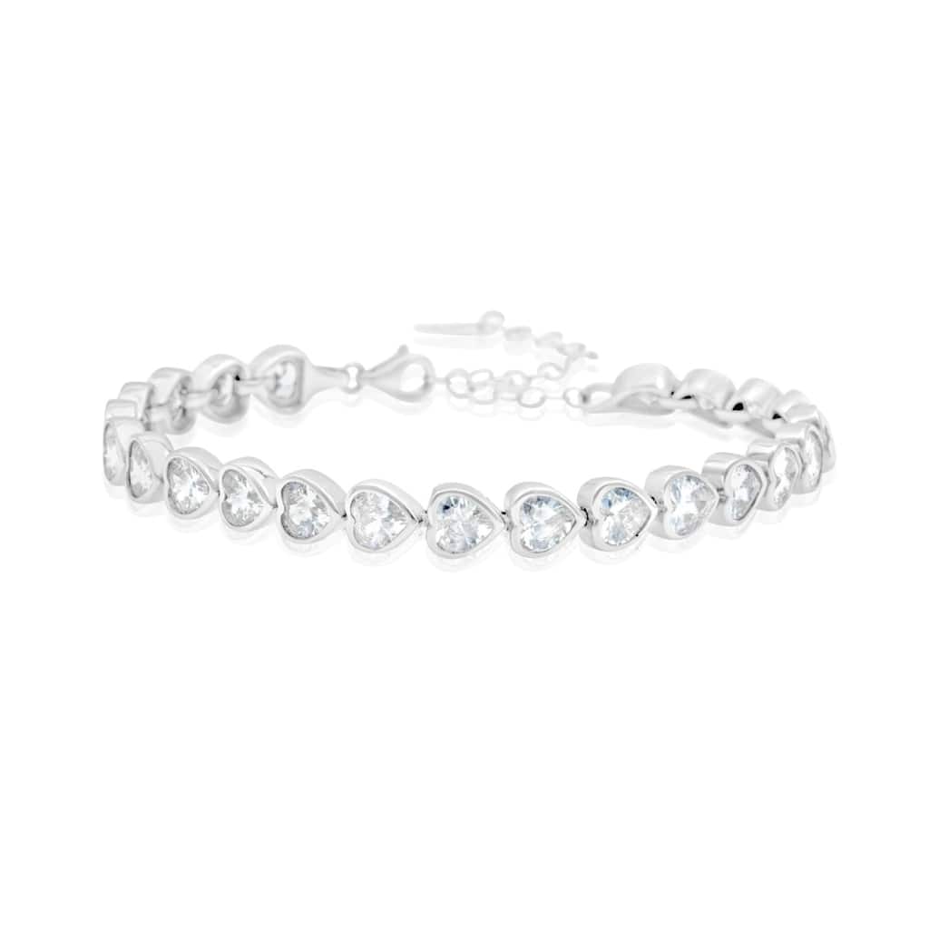 SHYMI Bezel-Set Heart Tennis Bracelet
