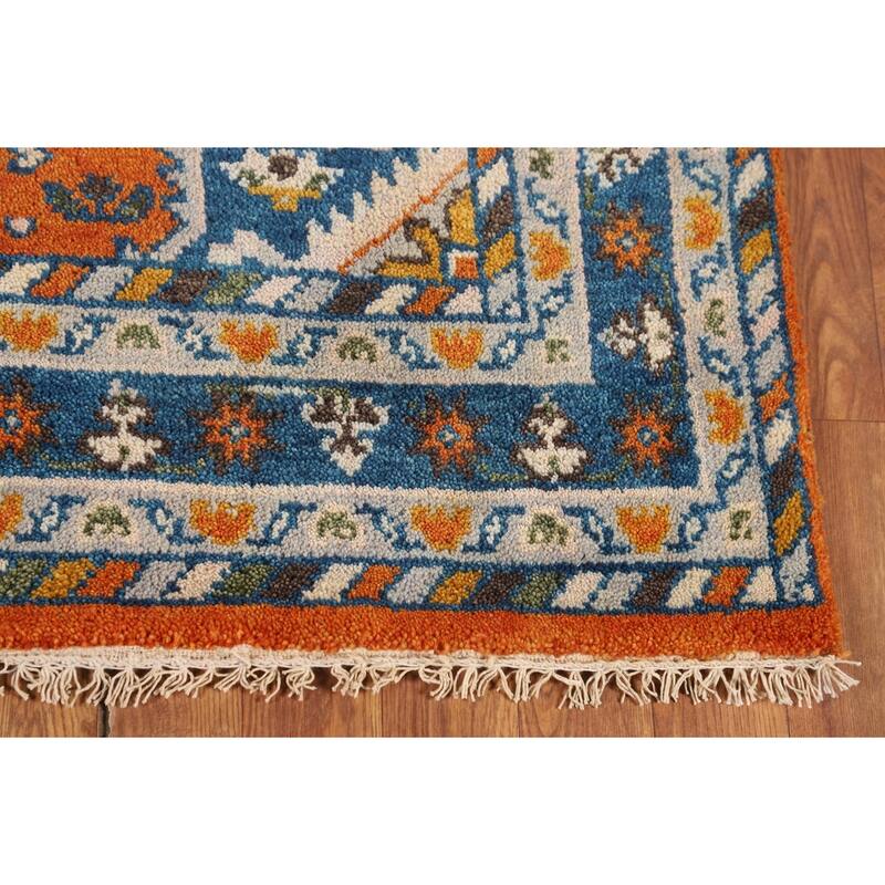 Geometric Heriz Serapi Oriental Foyer Rug Hand-Knotted Wool Carpet - 3'11"x 5'10"