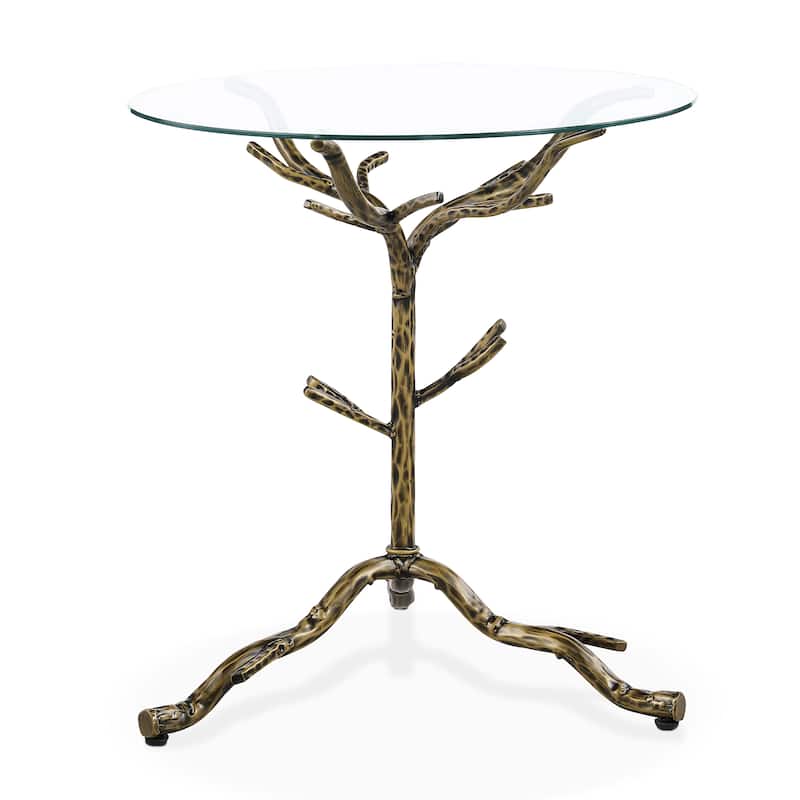247 Shop At Home Lalia Modern Hammered Metal Tree Branch Side Table