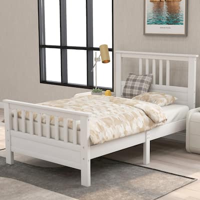 Roomfitters Wood Platform Bed with Headboard and Footboard, Twin