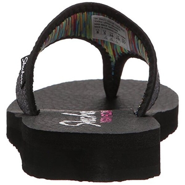 skechers yoga foam flip flops black