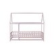 preview thumbnail 48 of 127, Wood Toddler House Bed with Roof Frame and Safety Guardrails Montessori Floor Bed without Slats No Door Houseshaped Platform Bed