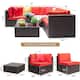 Homall 6 Pieces Patio Furniture Sets Outdoor Sectional Sofa All Weather PE Rattan Patio Conversation Set Manual Wicker Couch
