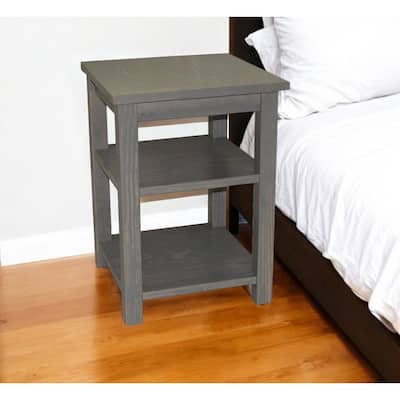 HomeRoots 28" Gray Solid Wood Nightstand