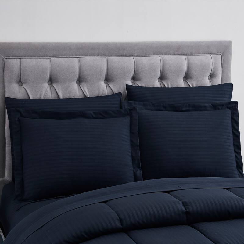 Soft Dobby 8-piece Striped Down Alternative Bed-in-a-Bag Set w/ Sheets