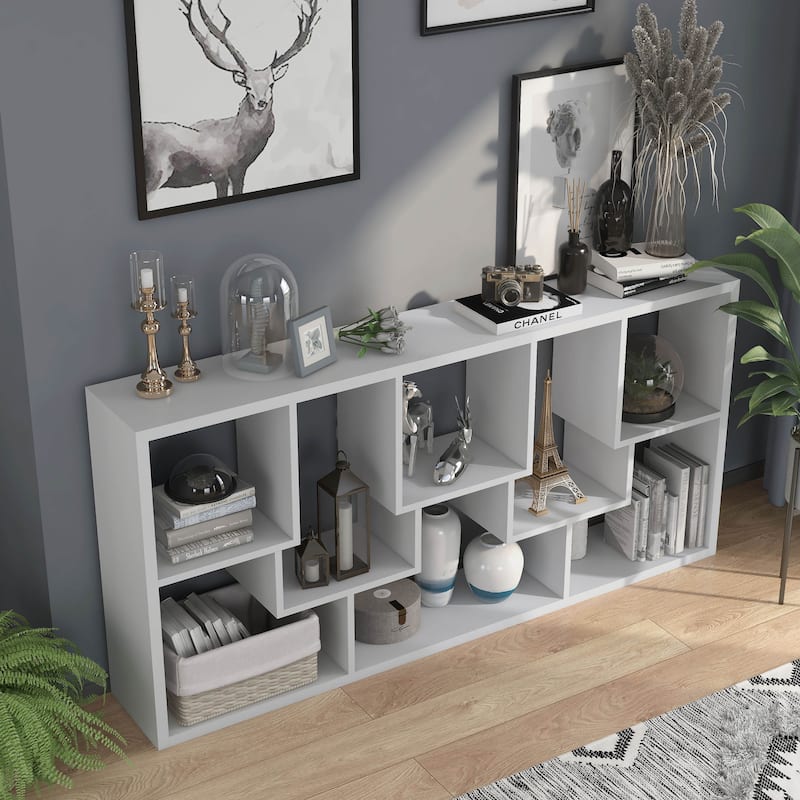 DH BASIC Modern 73-inch 8-Open Shelf Display Bookcase by Denhour