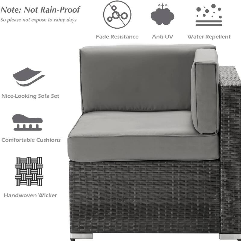 AECOJOY 7 Pieces Outdoor Sectional Sofa Wicker Rattan Conversation Set