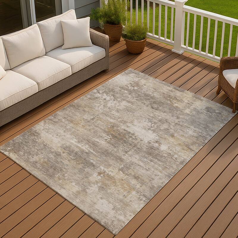 Machine Washable Indoor/ Outdoor Casual Ombre Chantille Rug - Pewter - 3' x 5'