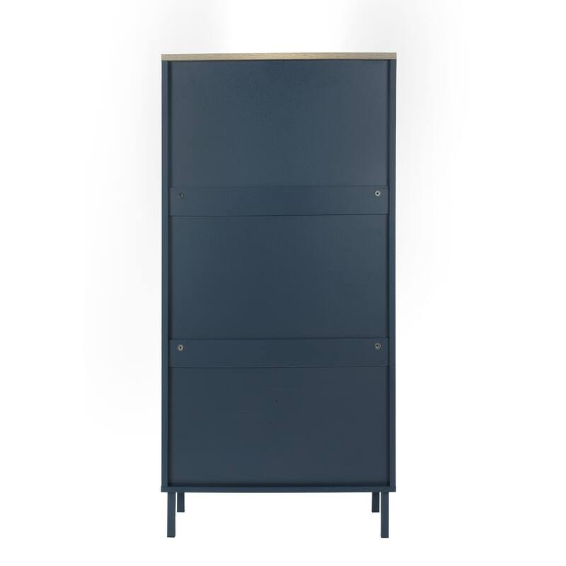 GDFStudio - Honeycomb Metal Rattan Modern Shoe Storage Cabinet with 3 Doors