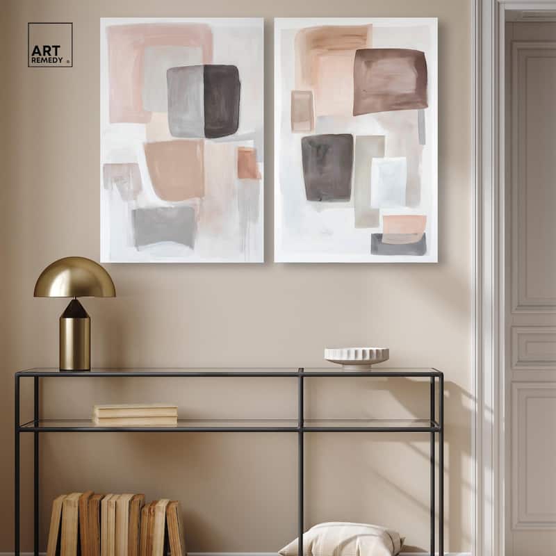 Soft Shapes Set Canvas Set of 2 by Art Remedy, Gallery Wrapped