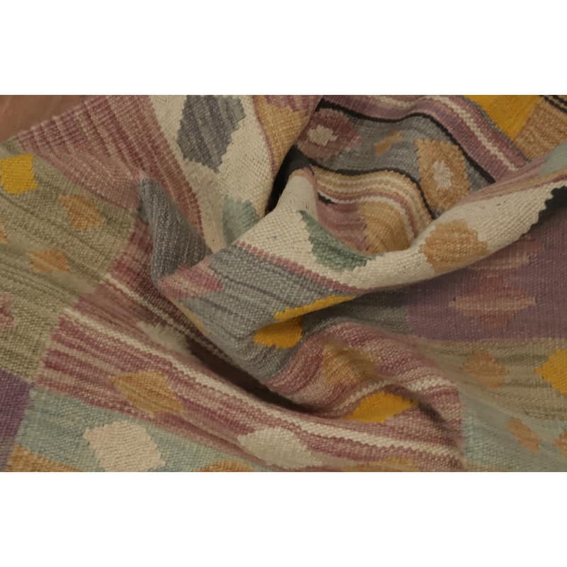 Hand Woven Oriental 100% Wool Carpet Southwestern Tribal Multi-Colored Kilim Area Rug - 4' 2'' X 2' 0''