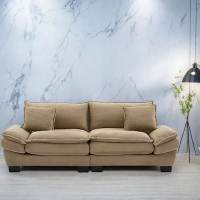 65.5" Upholstered 3-Seater Sofa Couch with Two Pillows and Sturdy Construction