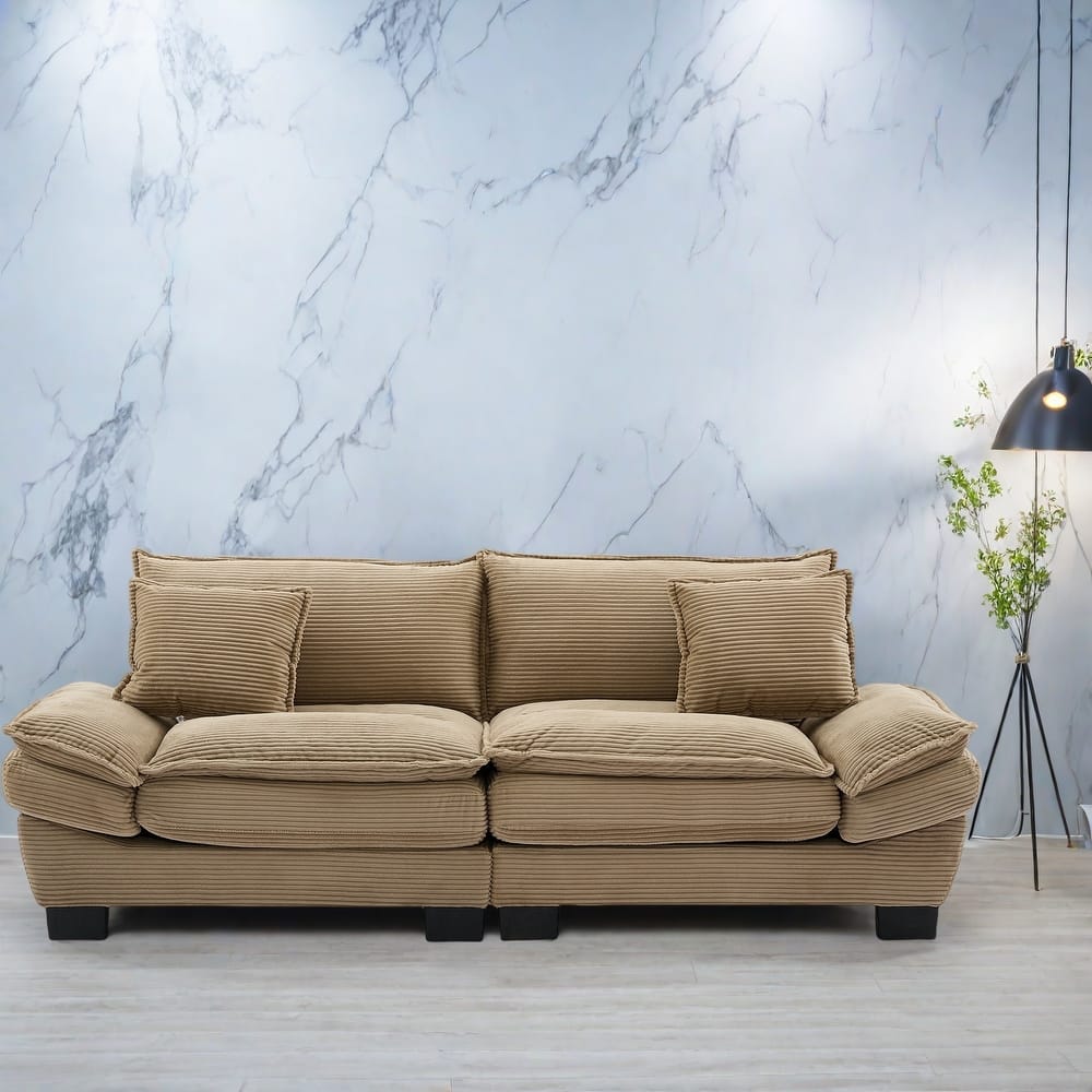 65.5" Upholstered 3-Seater Sofa Couch with Two Pillows and Sturdy Construction