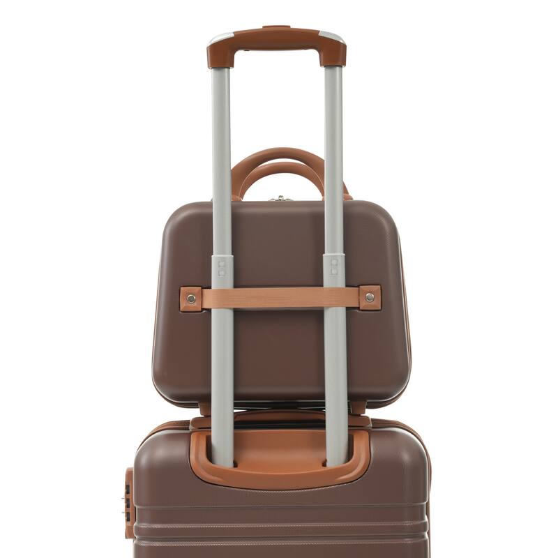 3-Piece, 20, 28-Inch Modern Luggage Sets, Hard-shell Luggage with 1 Makeup Bag TSA Lock, for Boarding Travel, Brown