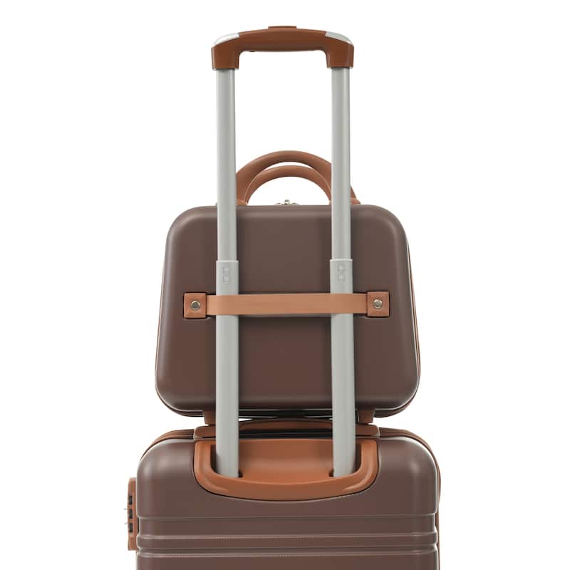 Hardshell Luggage Sets 3 Pieces 20"+28" Luggages and Cosmetic Case Spinner Suitcase with TSA Lock Lightweight,Brown