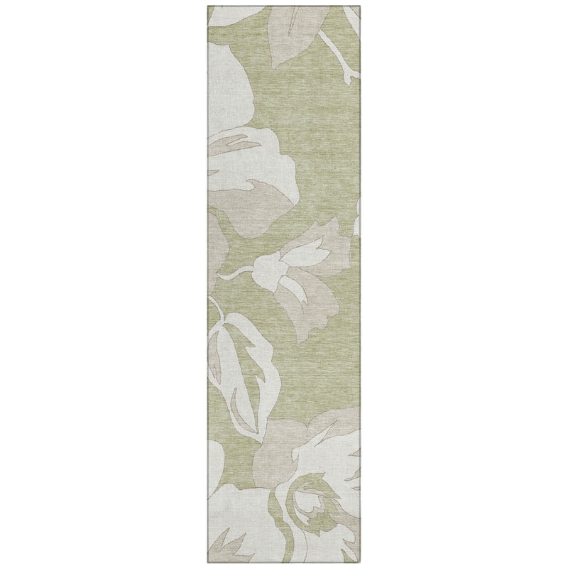 Machine Washable Indoor/ Outdoor Chantille Floral Rug