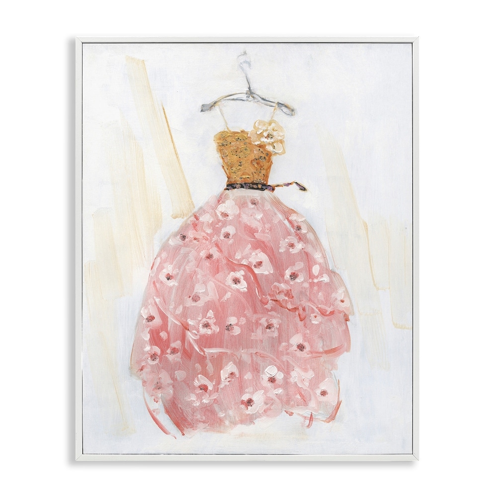 Stupell Elegant & Sophisticated Pink Gown Framed Giclee Art Design By Sally Swatland