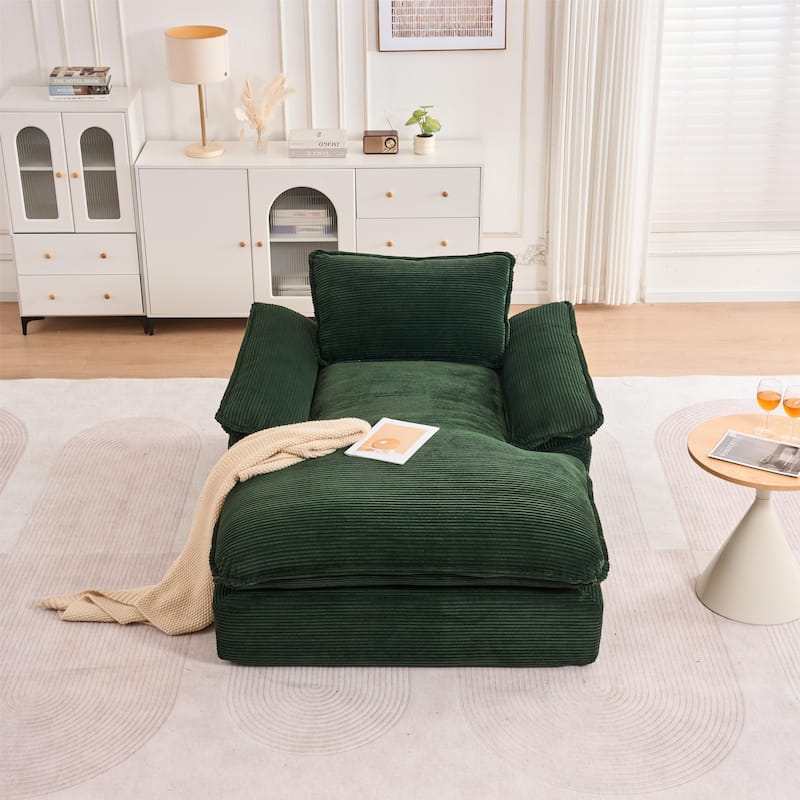 Rossetta Modern Minimalist Refined Style Multi-Functional Recliner Lounge Corduroy Comfort Sofa with Armrests, Easy Assembly - Green