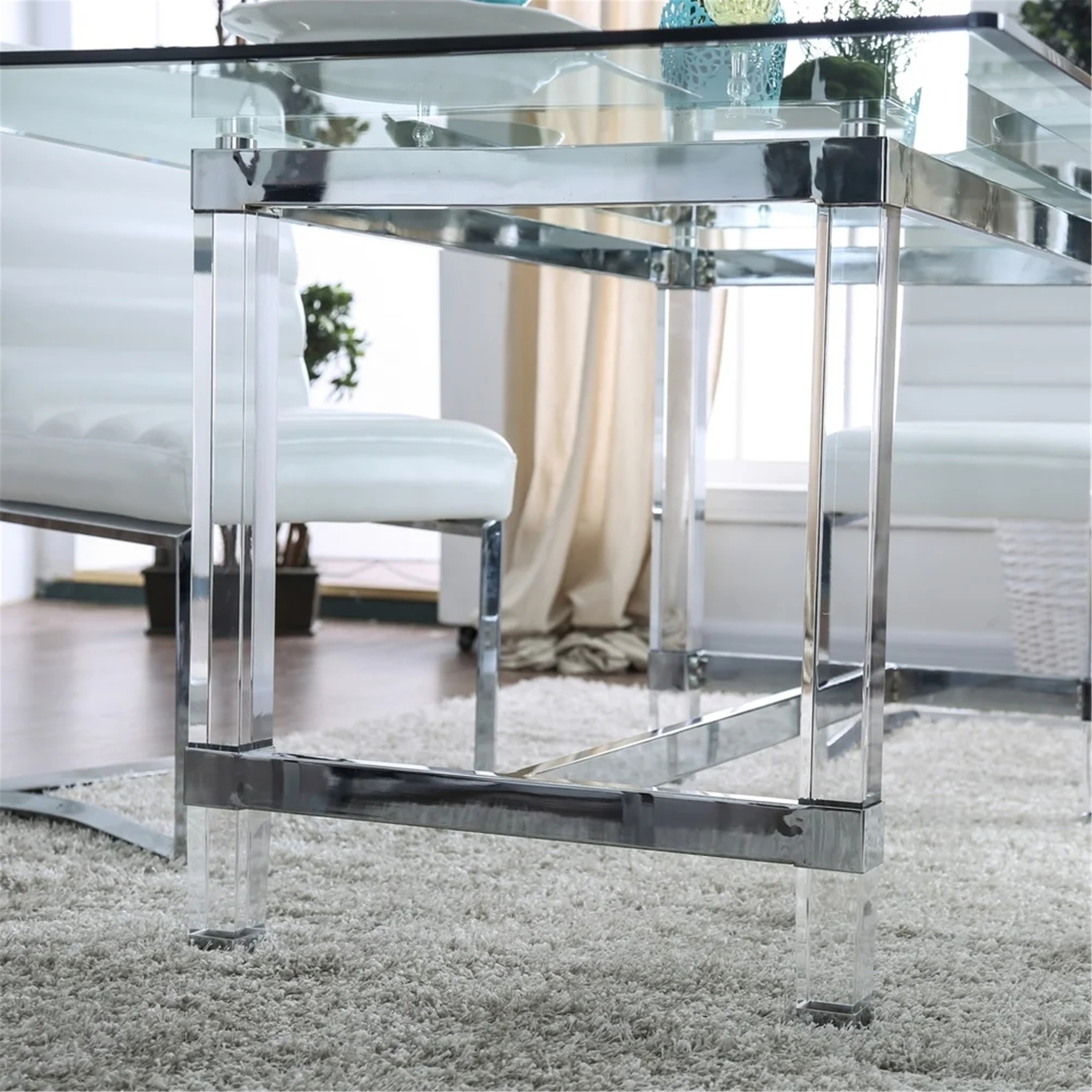 Silver orchid falconetti acrylic and glass dining table new arrivals