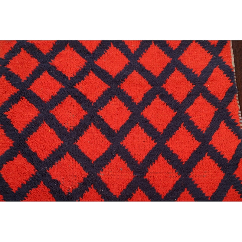 Checkered Tribal Moroccan Oriental Wool Area Rug Hand-knotted Carpet - 2'9" x 5'8"