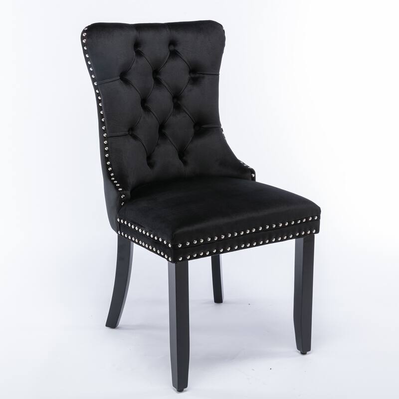 Set of 2 Modern High-End Tufted Solid Wood Upholstered Dining Chair with Nailhead Trim