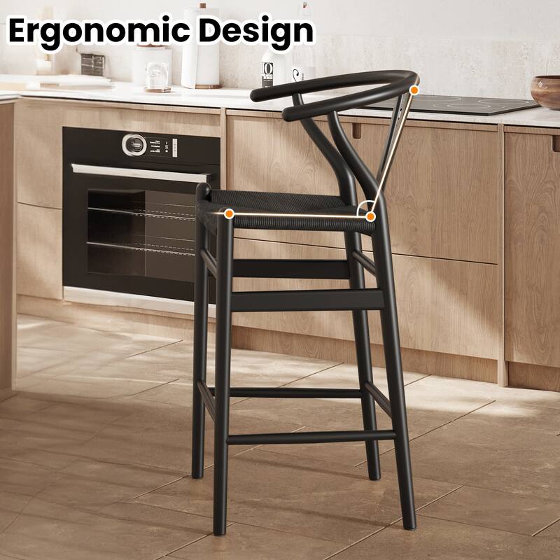 Weave Counter Height Bar Stools, Fully Assembled Rattan Bar Chairs for Kitchen Island,1pc