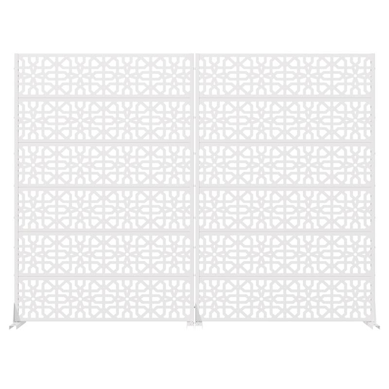 Rectangle Outdoor Privacy Screens Metal Screen Fence Panel Set of 2