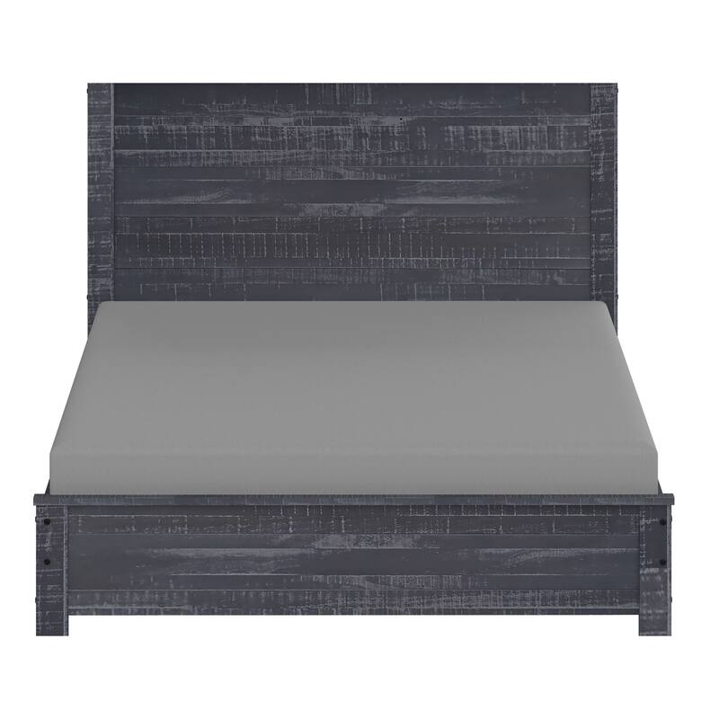 Solid Wood Bed, Modern Rustic Wooden Queen Size Bed Frame Box Spring Needed