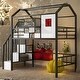 preview thumbnail 11 of 20, Metal Twin Loft Bed with Roof Design and Storage Box, Pink Black