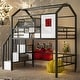 preview thumbnail 1 of 10, Metal Twin Loft Bed with Roof Design and Storage Box Black