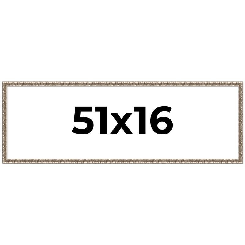 51x16 Frame Silver Versailles Ornate Solid Wood Picture Frame | 1 Inch