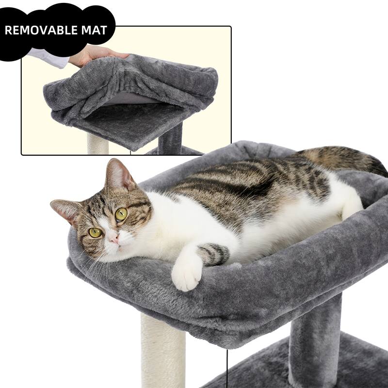 Modern 34 Inches Cat Tree Luxury Cat Tower with Double Condos, Spacious Perch
