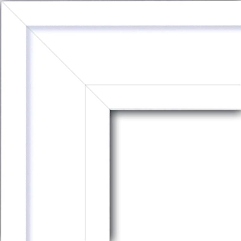 Non-Beveled Wood Bathroom Wall Mirror - Craftsman White Frame