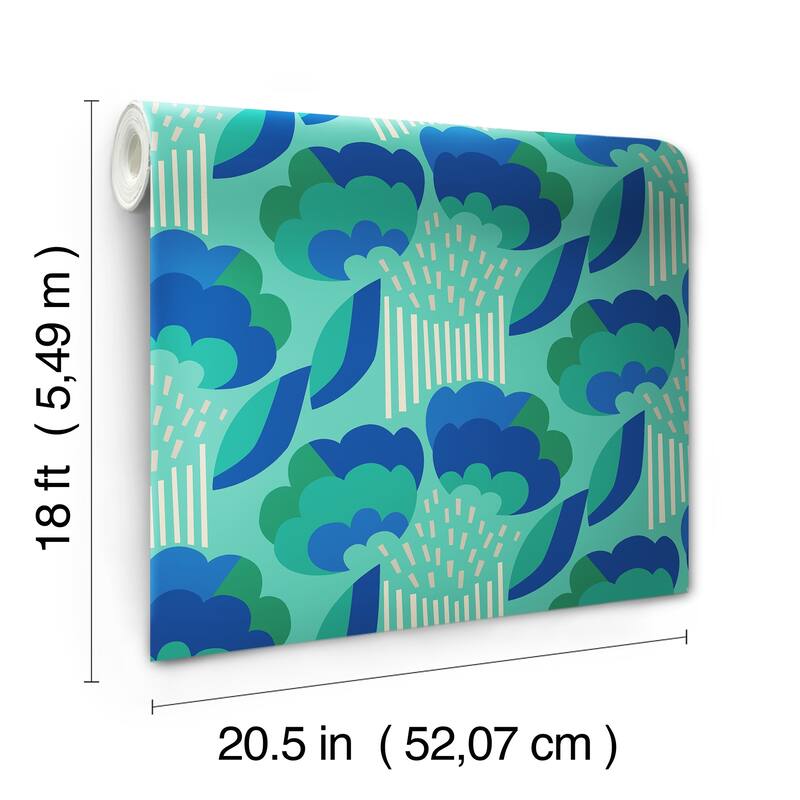 Megan Carter Retro Esme Aqua Peel and Stick Wallpaper