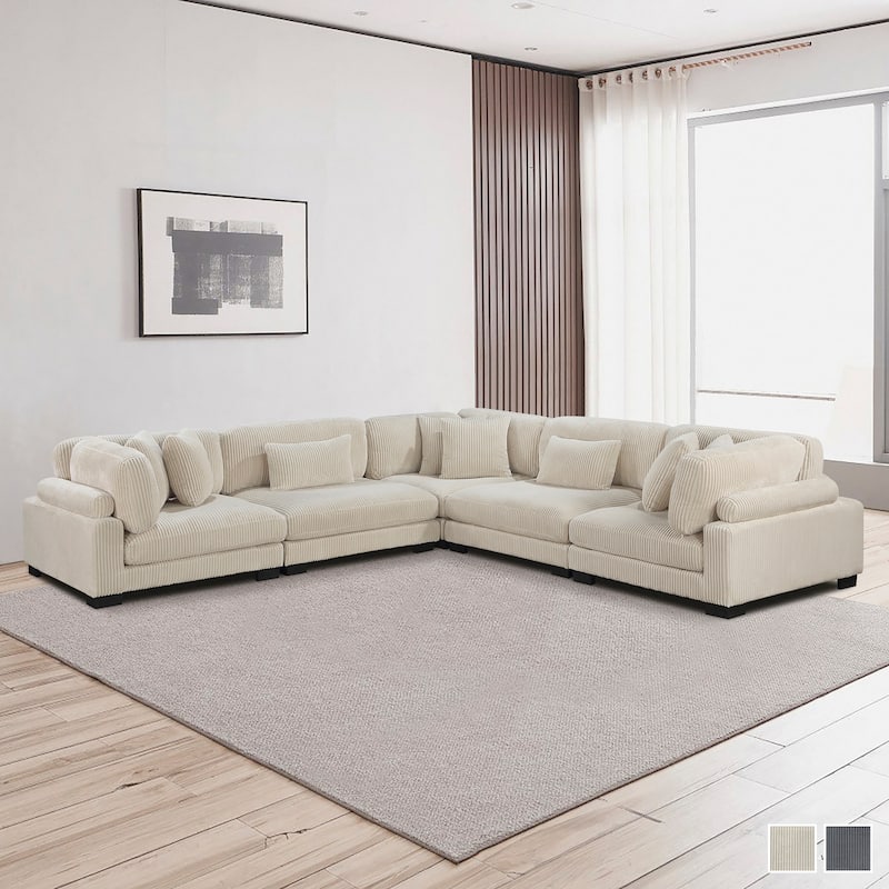 Braidy Corduroy 5-Piece Modular Sectional Sofa