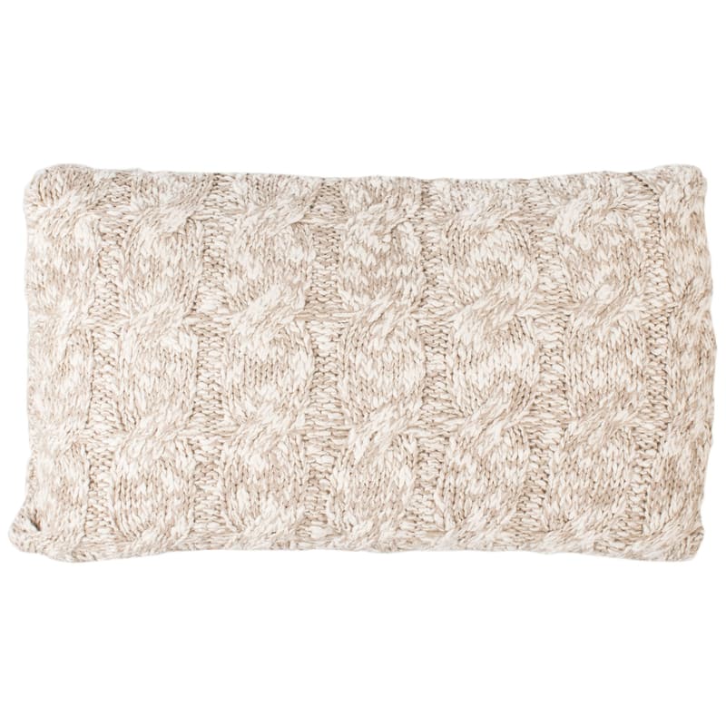 SAFAVIEH Geja 20-inch Chunky Knit Stone / Natural Decorative Pillow