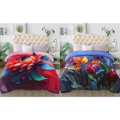 3 Ply Reversible Fleece Comforter for Winter 85"x93" 8lbs