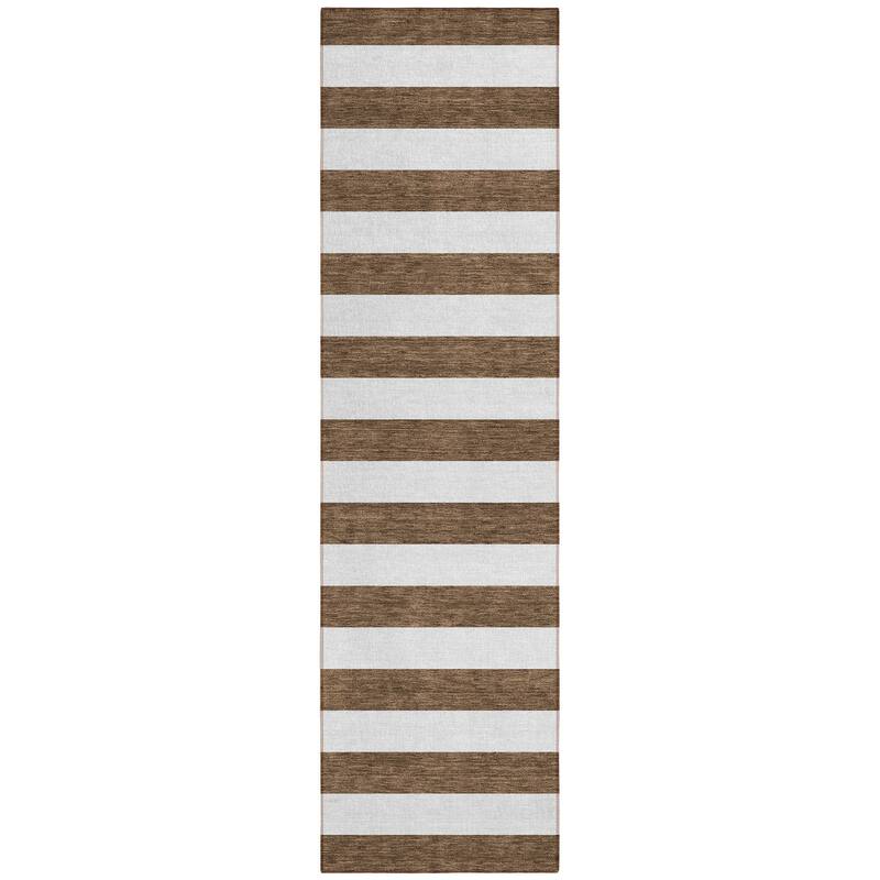 Machine Washable Indoor/ Outdoor Cabana Stripe Chantille Rug