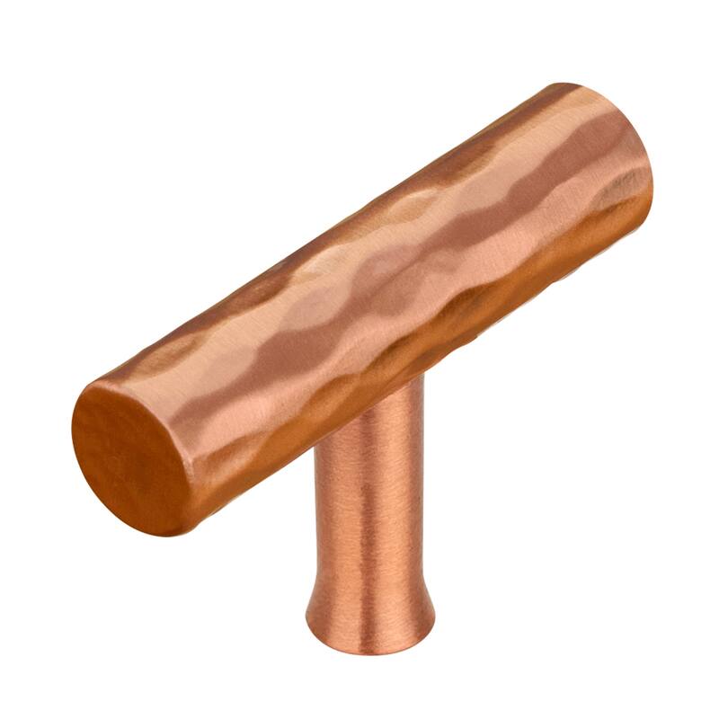 Copper Kitchen T Bar Cabinet Pulls 100% Solid Brass Drawer Knob (10-PACK) - Hammered Copper