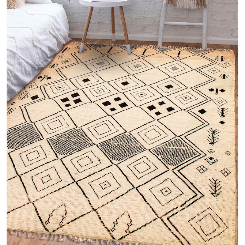 ECARPETGALLERY Hand-knotted Pak Finest Marrakesh Cream Wool Rug - 8'11 x 12'5